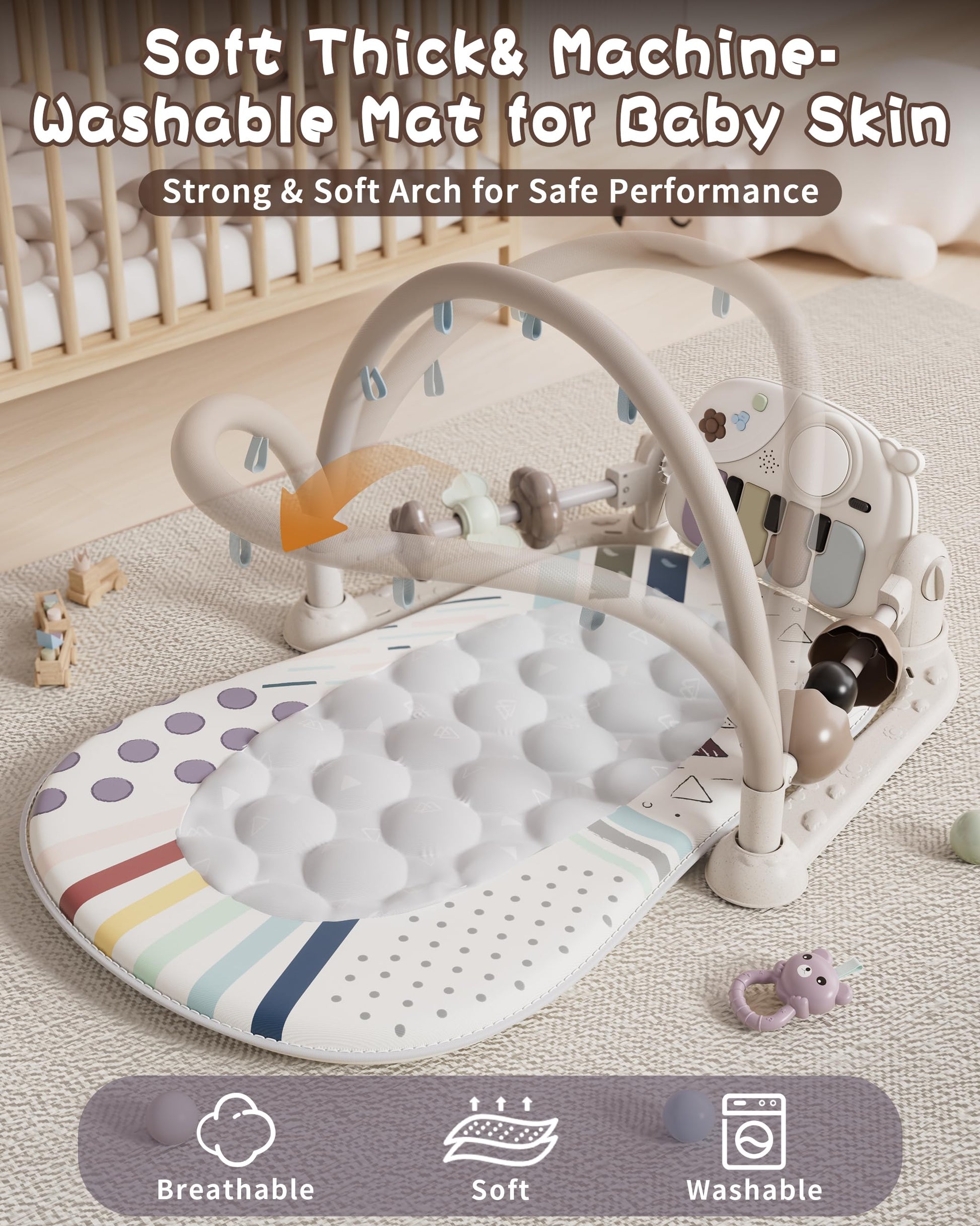 Soft padded play mat for newborn tummy time