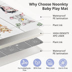 Noonkty baby play mat showing the reversible gray star side design
