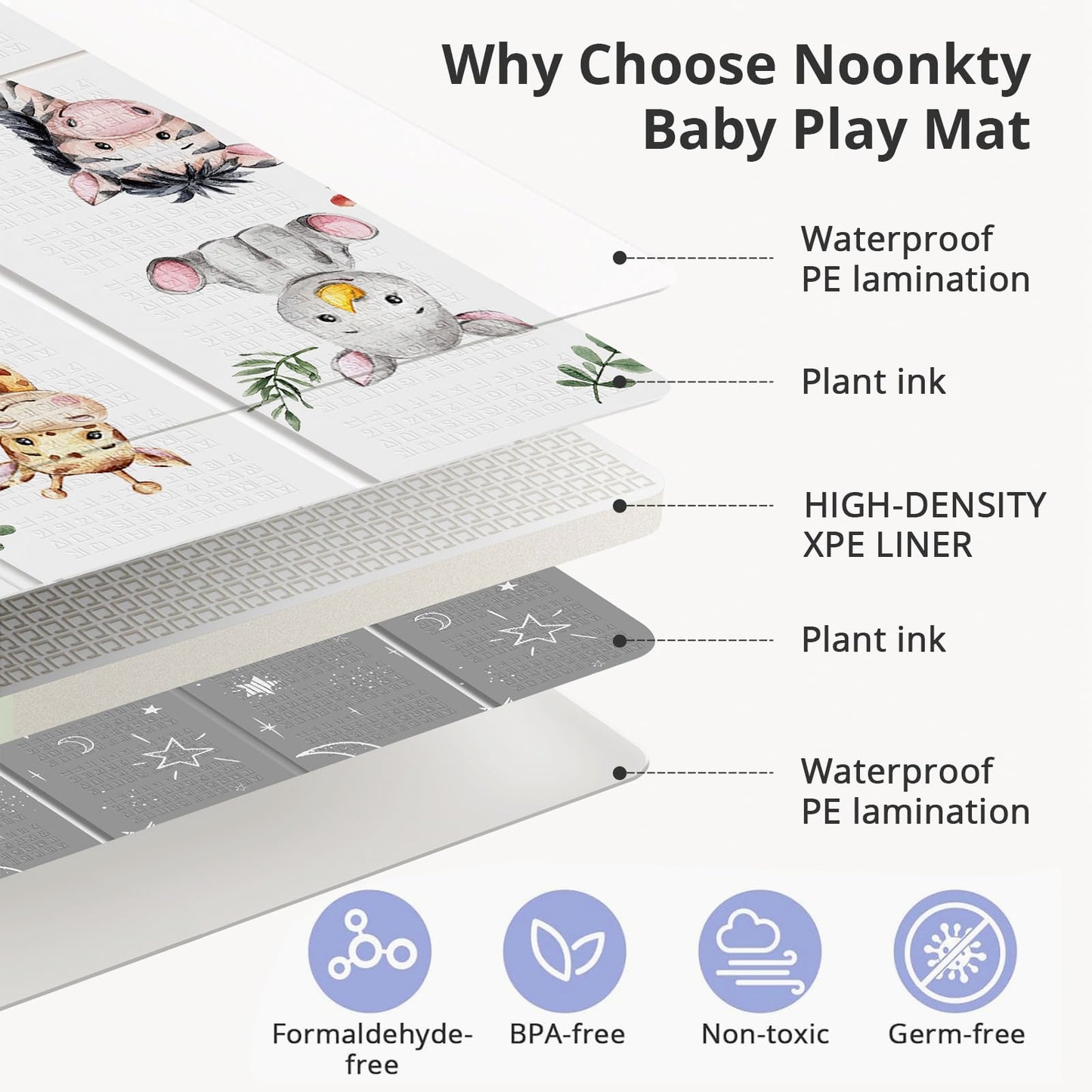 Folded Noonkty foam baby play mat with carry bag