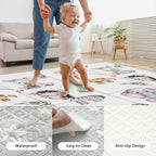 Folded baby play mat tucked inside the included portable travel carry bag