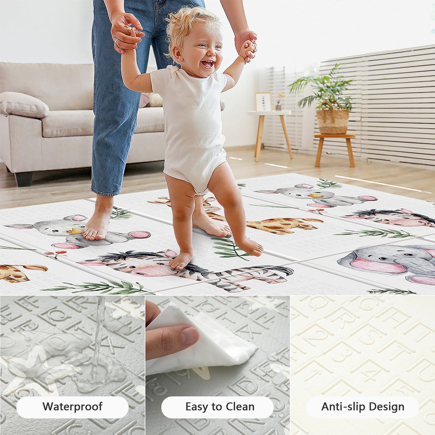 Baby crawling on Noonkty thick foam play mat
