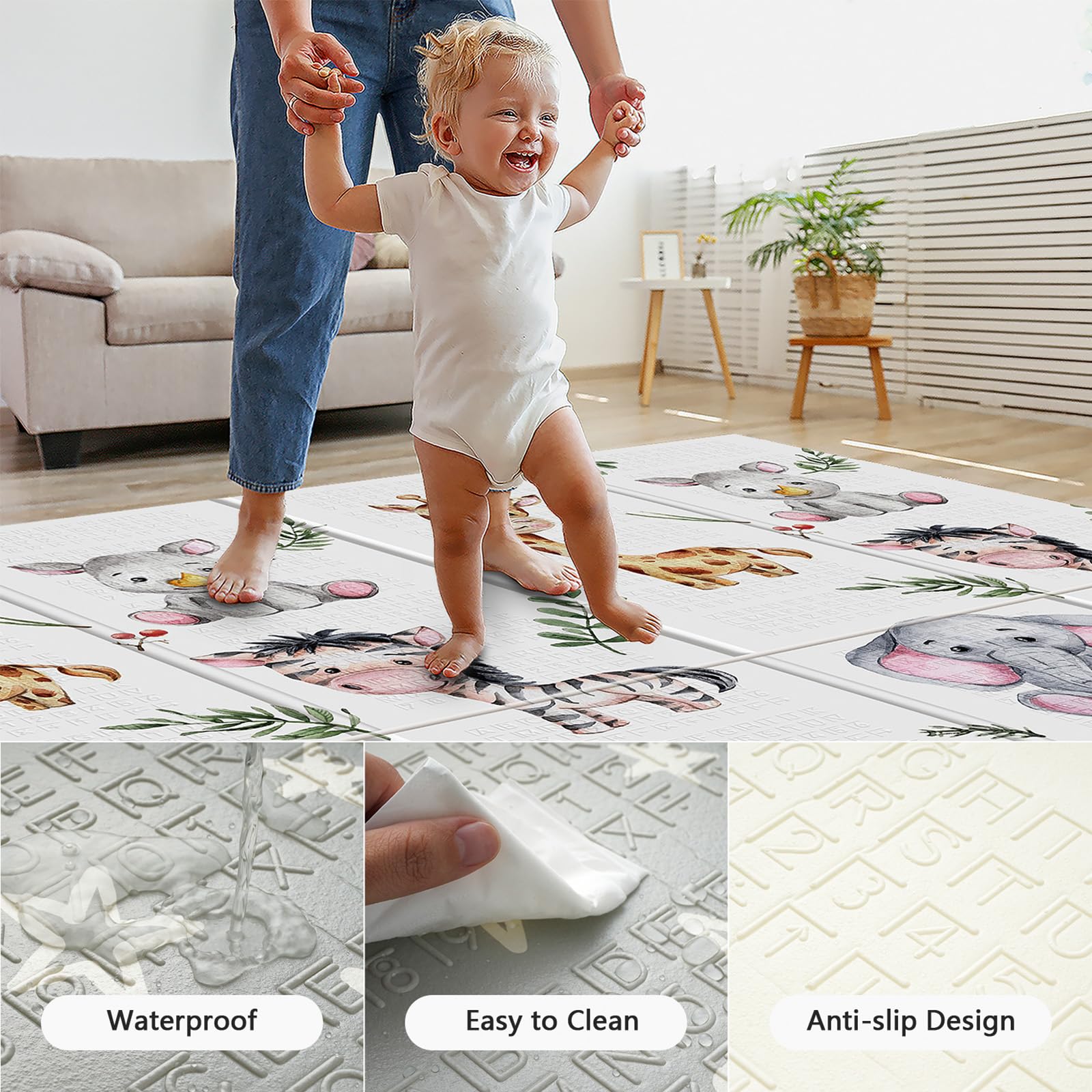 Baby crawling on Noonkty thick foam play mat