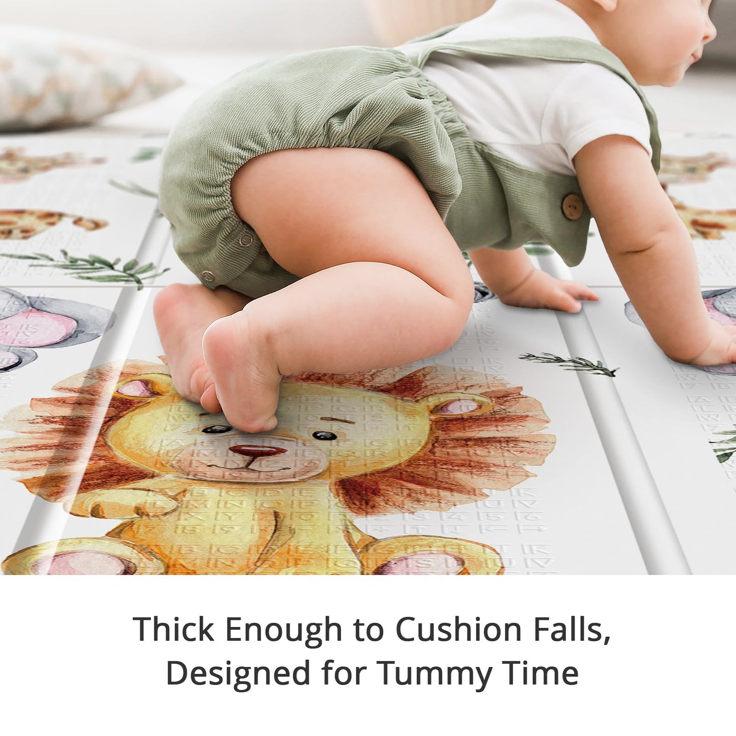 Side view showing 1 centimeter thickness of baby floor mat