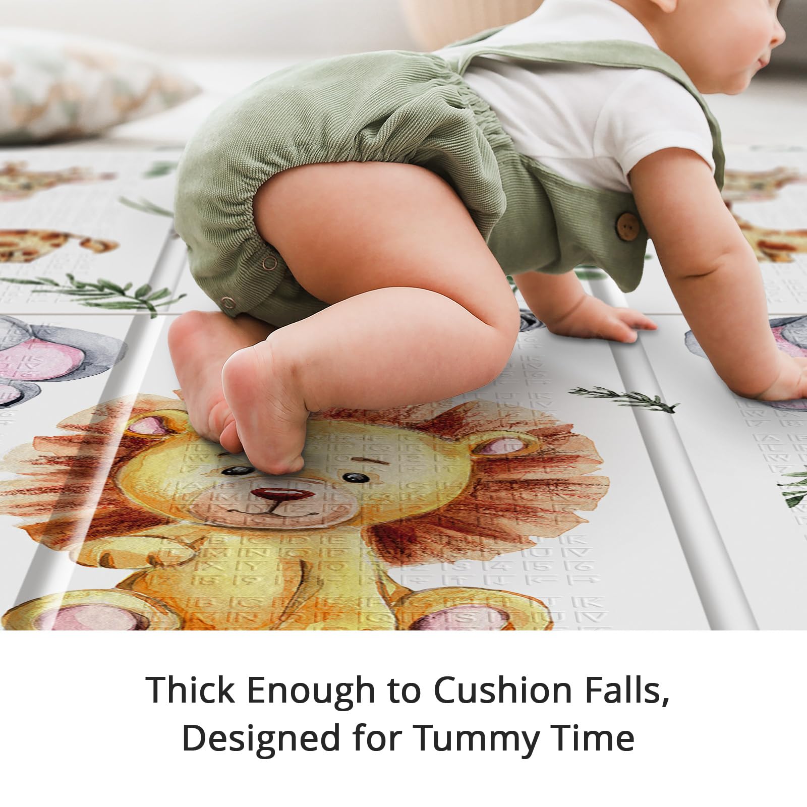 Side view showing 1 centimeter thickness of baby floor mat