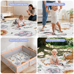 Full layout of the extra large playpen mat inside a modern living room