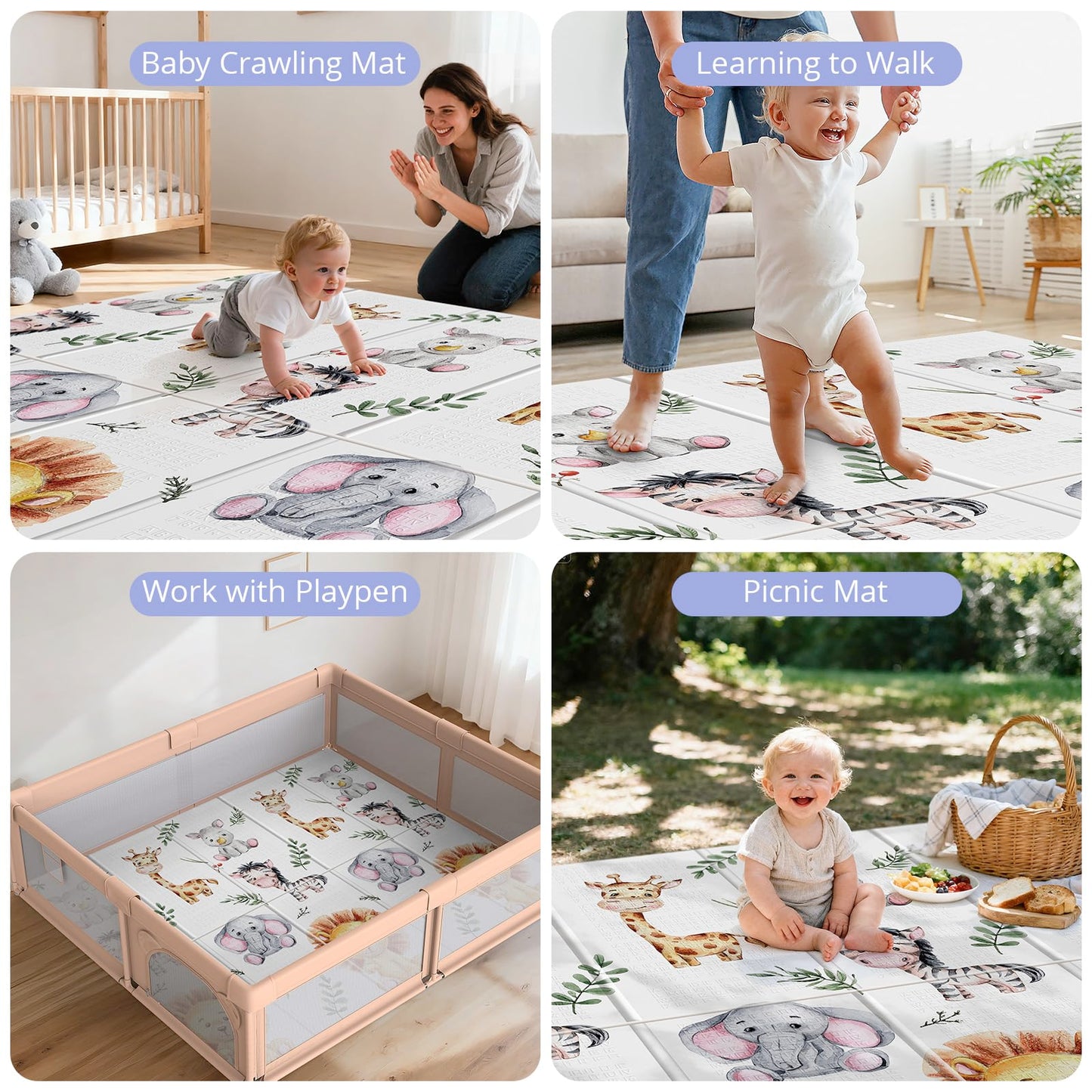 Cleaning Noonkty waterproof baby play mat with cloth