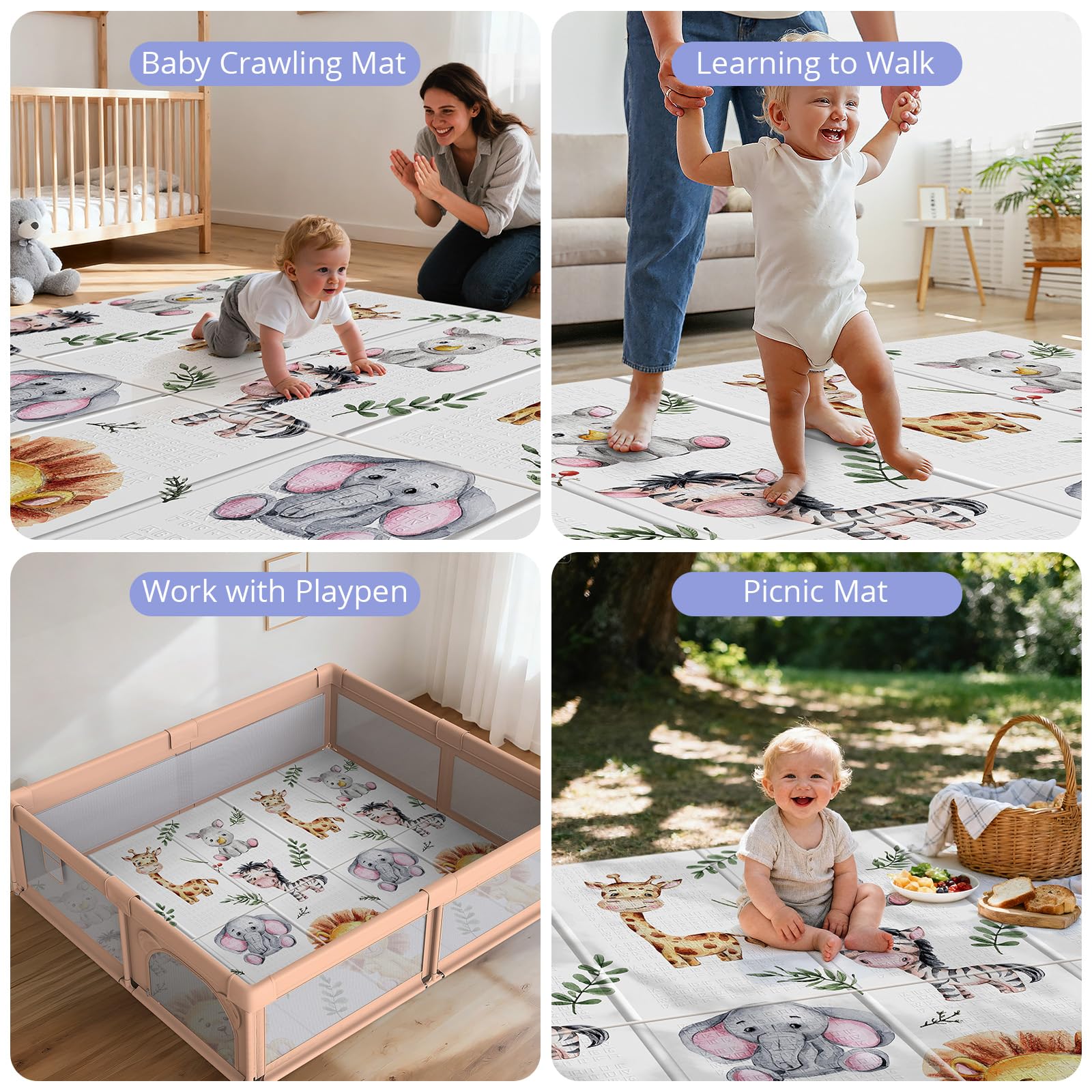 Cleaning Noonkty waterproof baby play mat with cloth