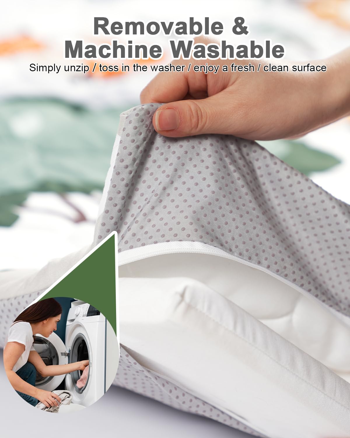 Tinyharbo play mat showing removable machine washable cover detail