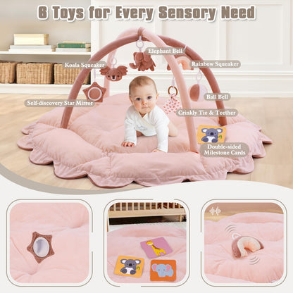 Arabest baby gym with hanging toys and convertible pillow