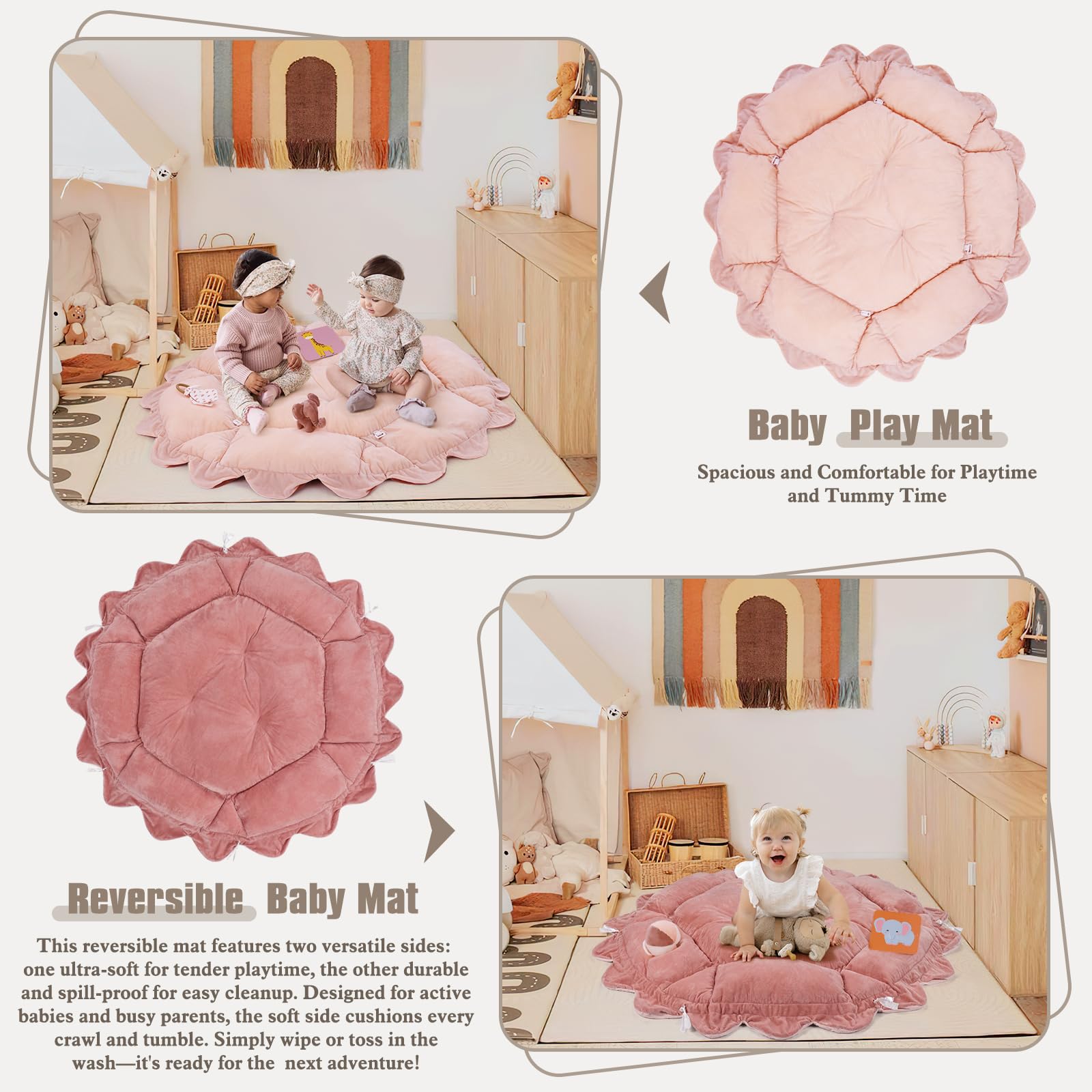 Toddler playing on Arabest 5-in-1 activity mat