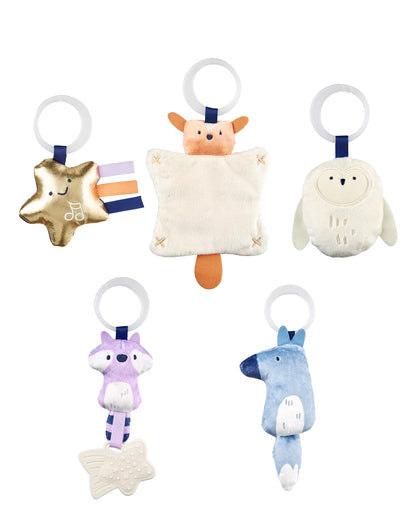 Skip Hop Baby Play Gym overhead arch displaying hanging plush animal toys