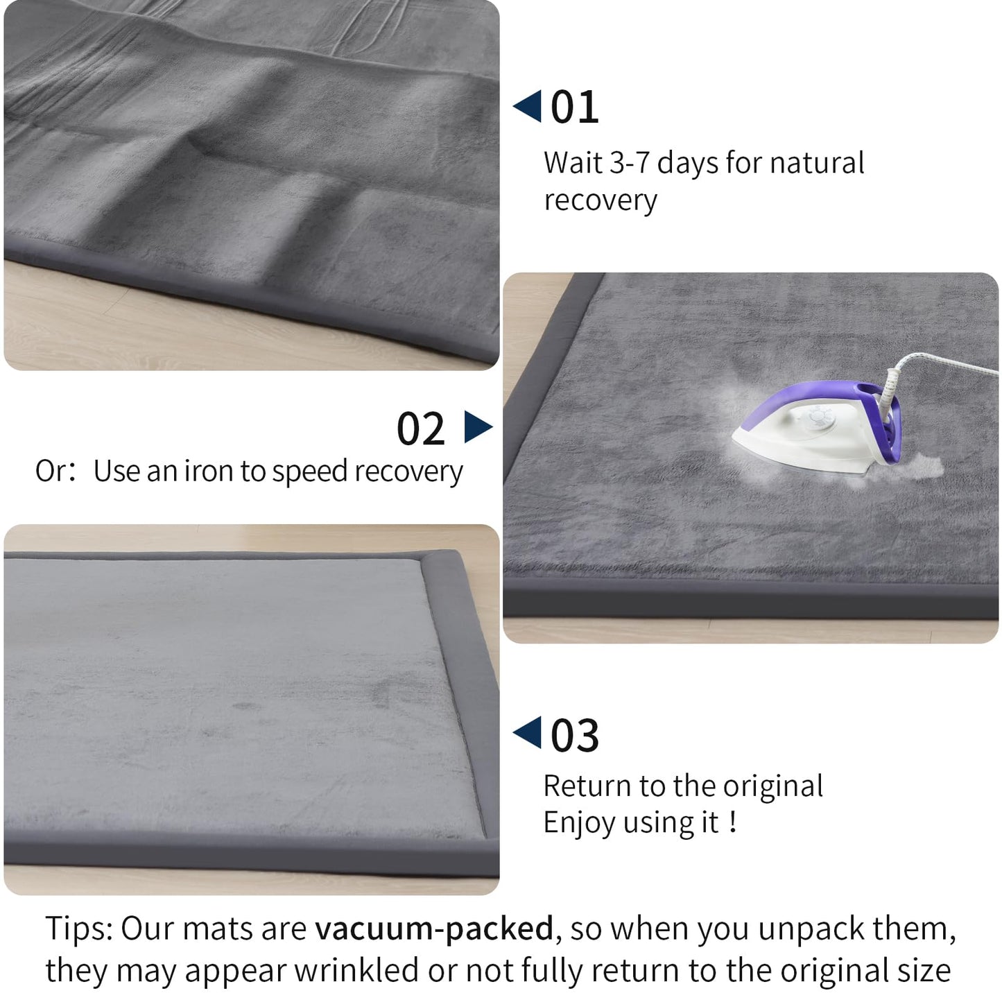 Tummy time baby on Acomopack memory foam mat