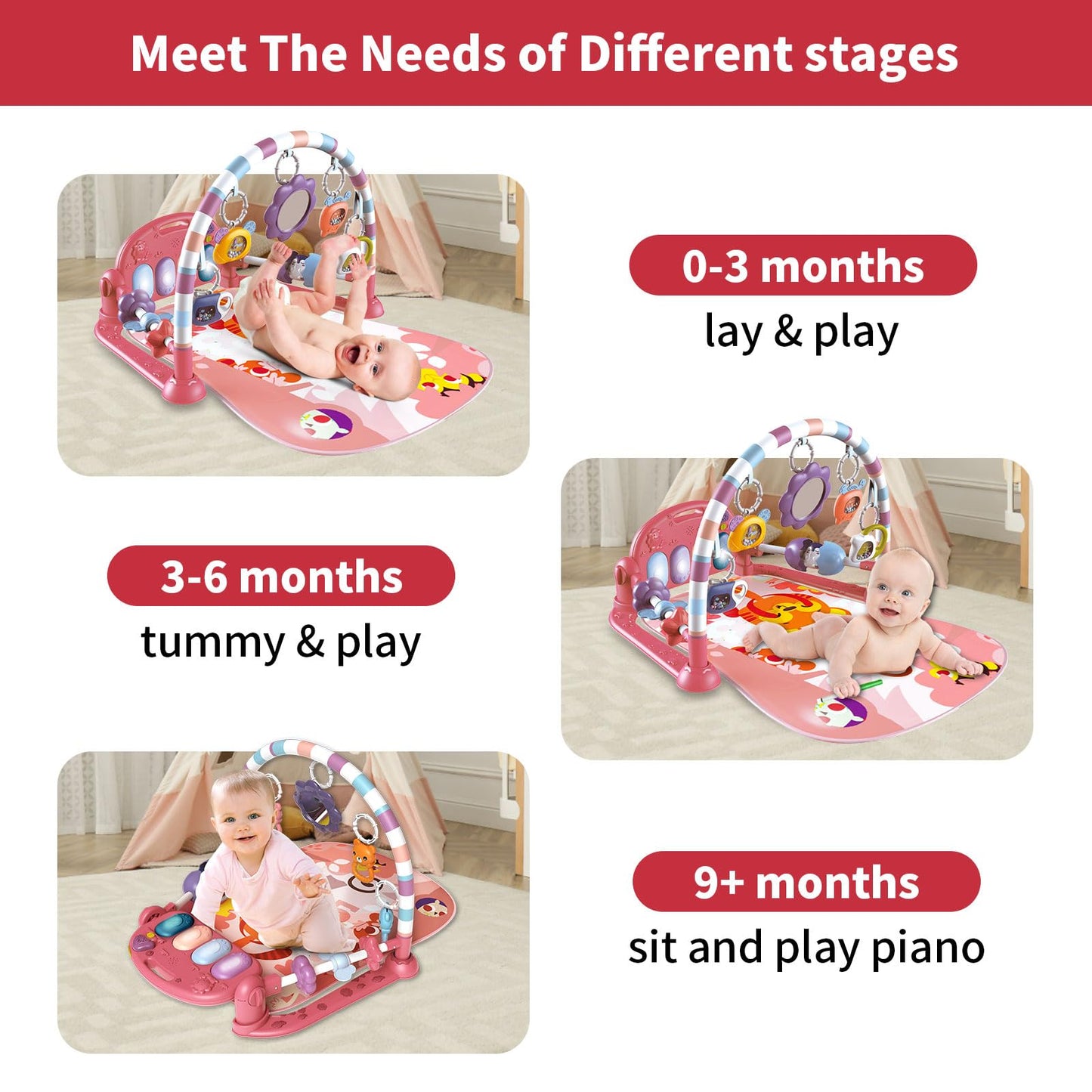 Detachable musical piano feature of Derimkcoa baby mat