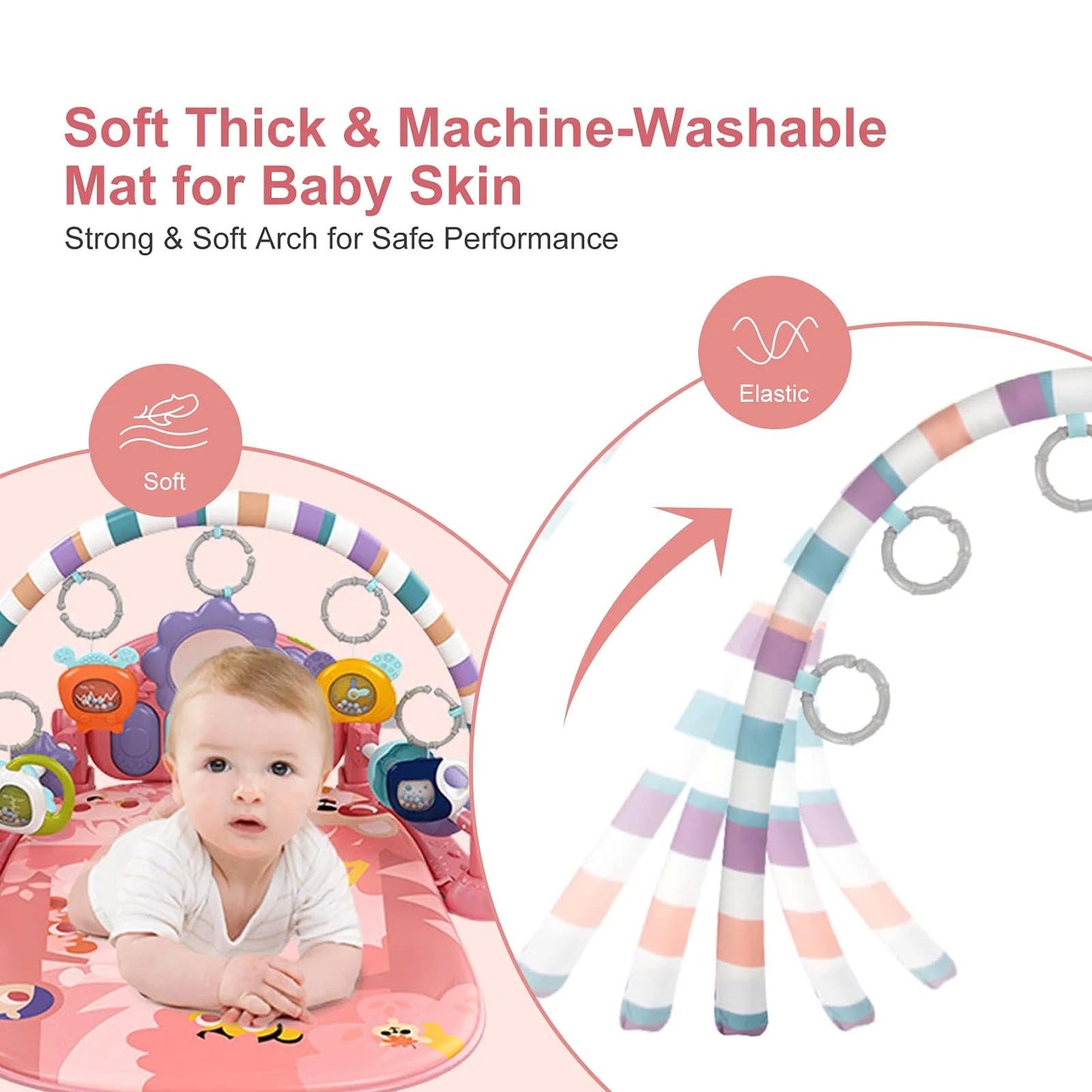 Safe and padded surface of Derimkcoa pink play mat