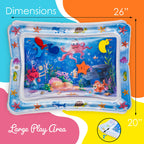 Child interacting with heavy duty PVC tummy time water mat