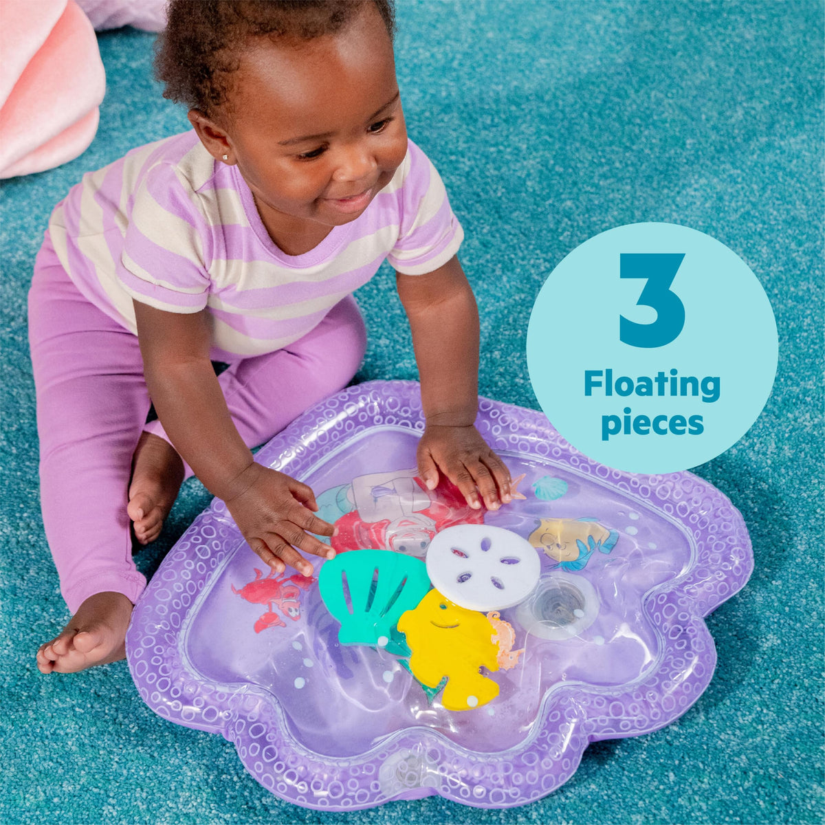 Bright Starts Little Mermaid water mat floating pieces detail