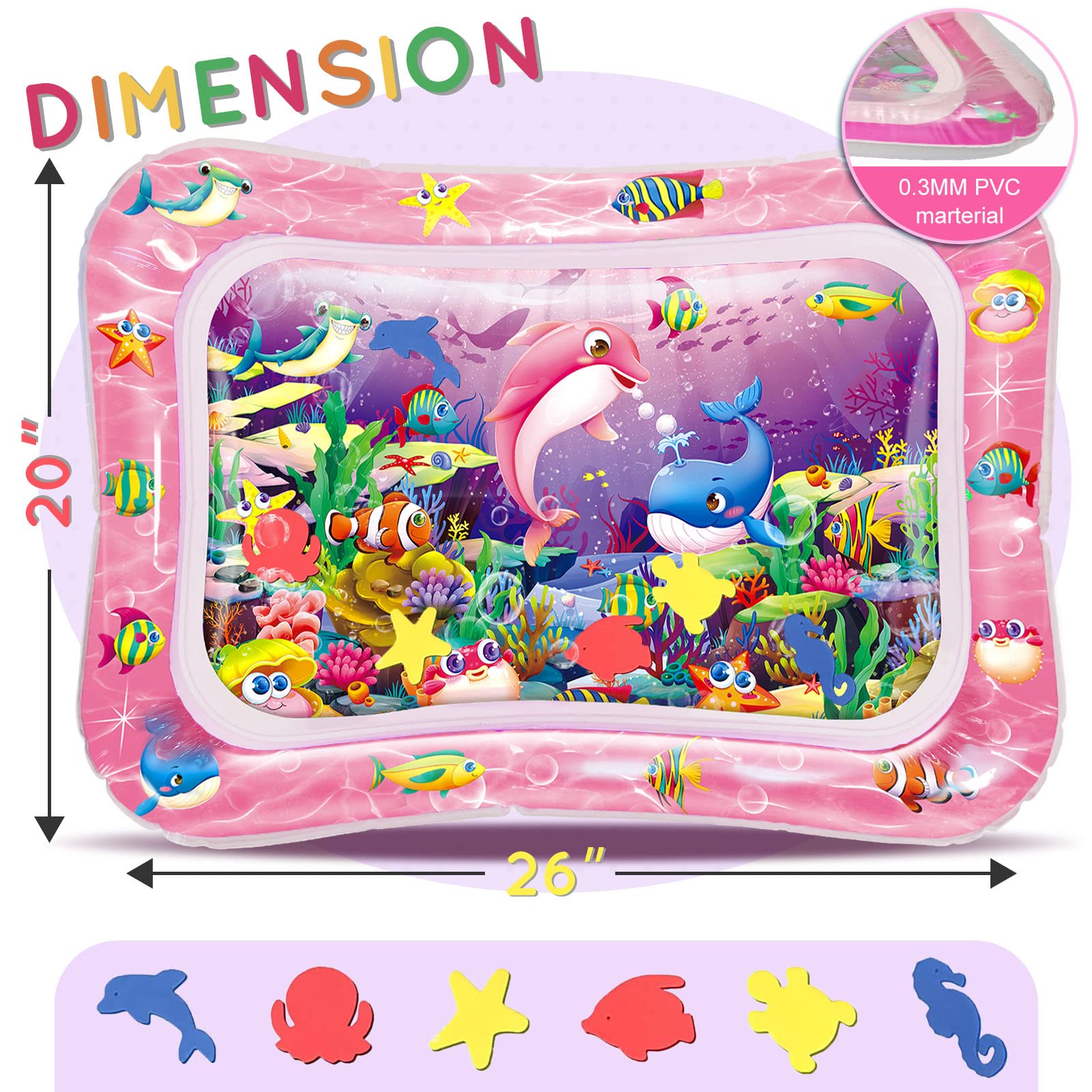Sensory development water mat showing interactive underwater graphics for three month old infants