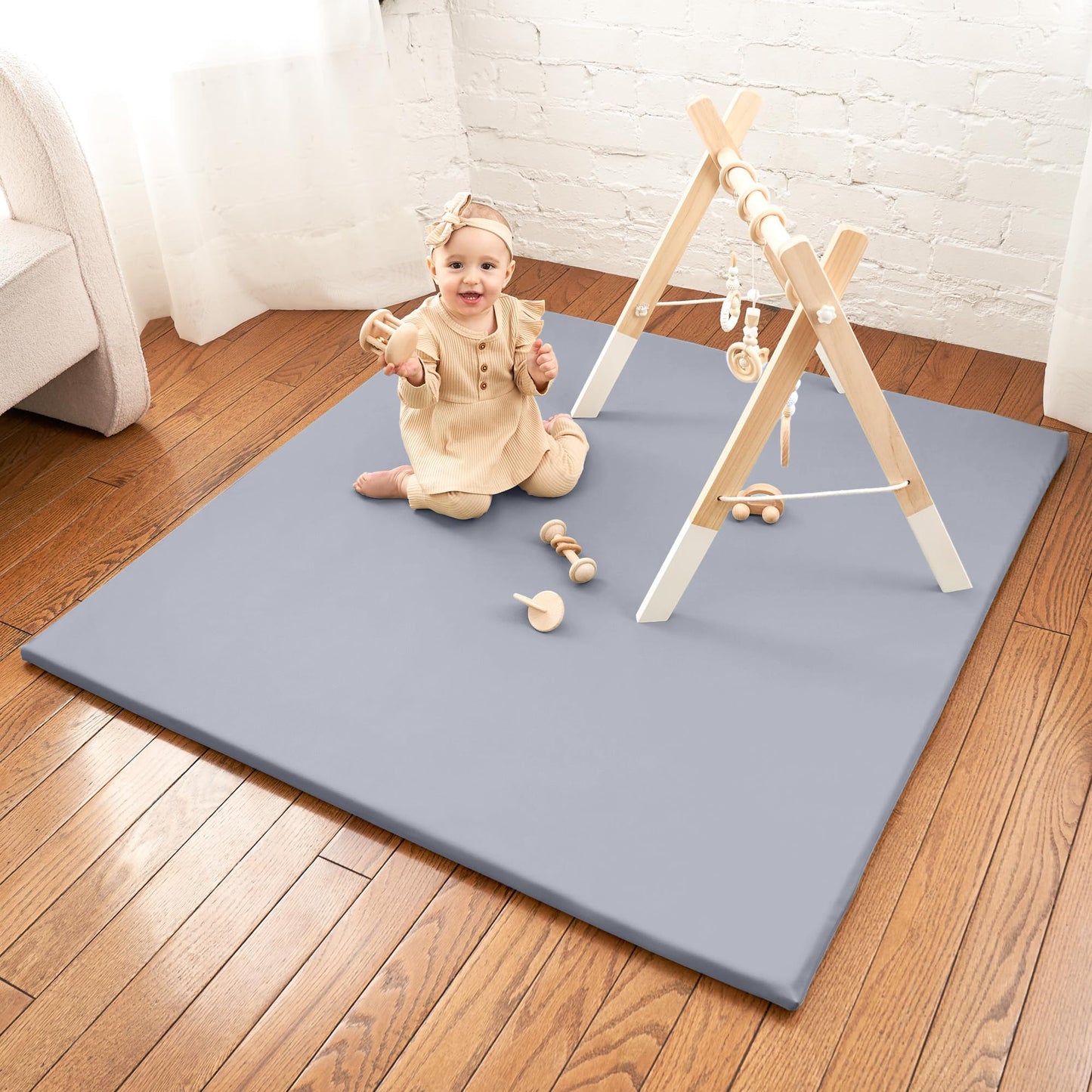 Folded Zicoto baby play mat showing compact storage