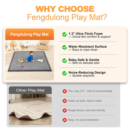 Non-slip bottom surface of the Fengdulong baby play mat