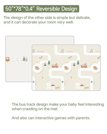 Top view of 50 by 78 inch baby floor mat