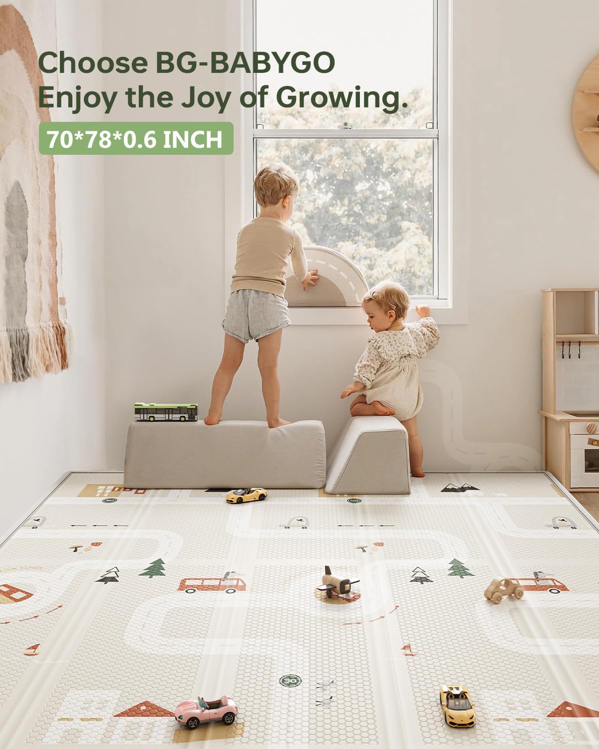 Infant playing on BG-BABYGO foam mat