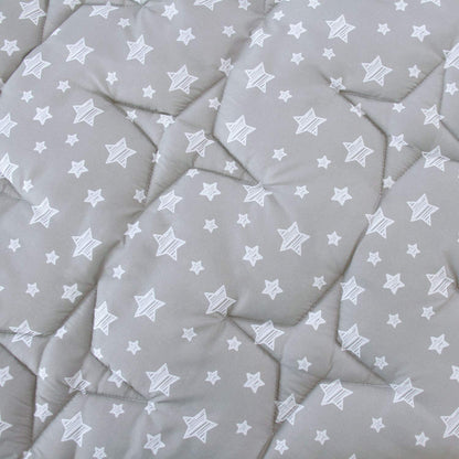 Moonsea six panel play yard mattress padding thickness close up view.