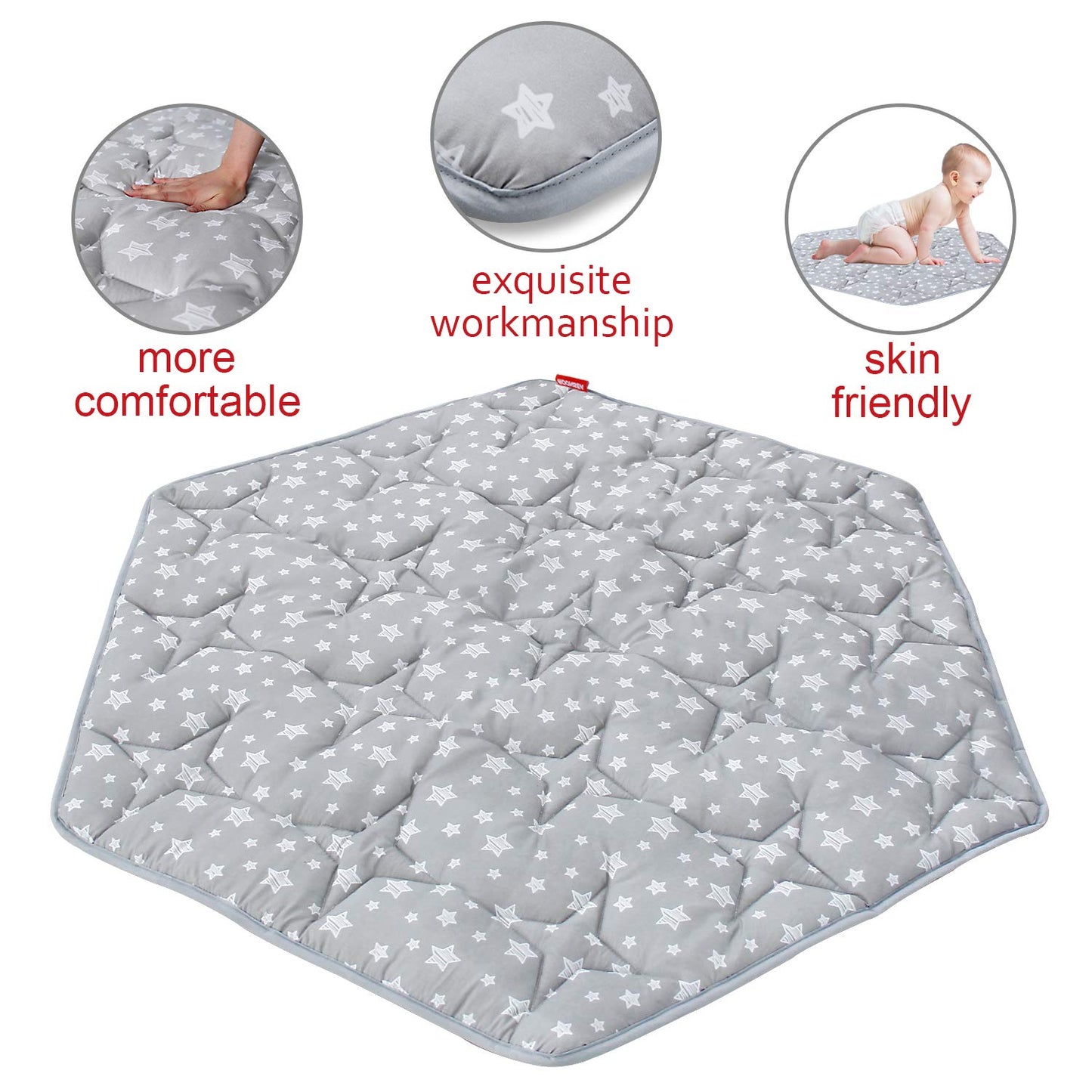 Moonsea non slip baby floor playmat reverse side material texture detail.