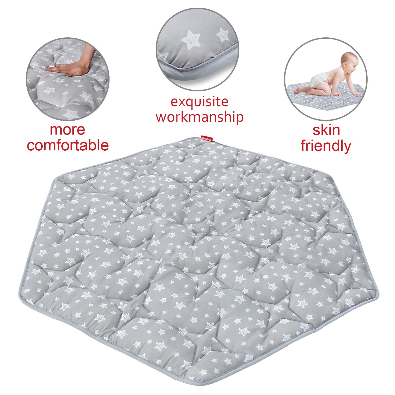 Moonsea non slip baby floor playmat reverse side material texture detail.