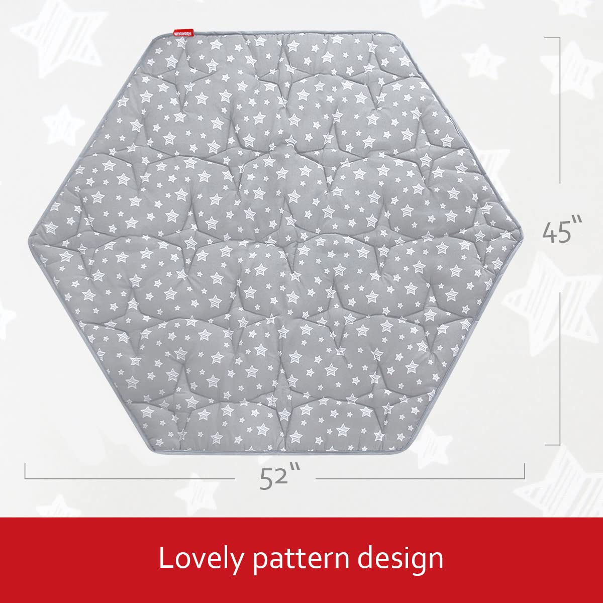 Moonsea hexagonal toddler crawling pad used as a kids playhouse tent rug.