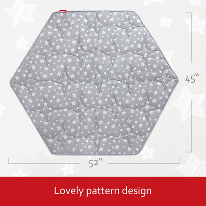 Moonsea hexagonal toddler crawling pad used as a kids playhouse tent rug.