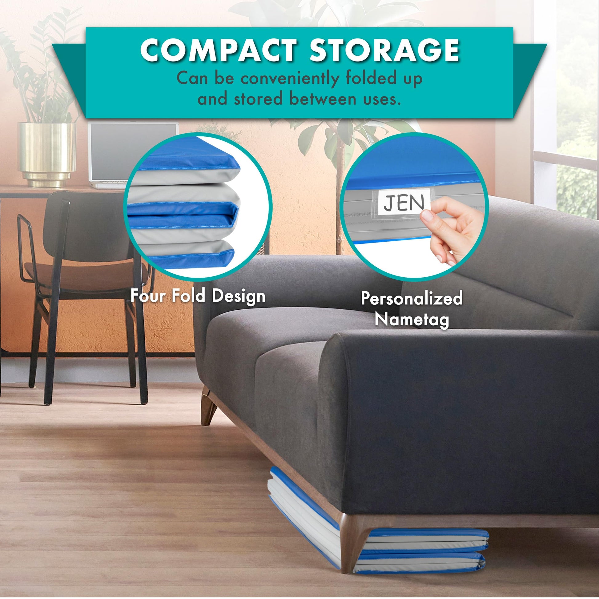 ProSource kids nap mat showing folded compact storage design