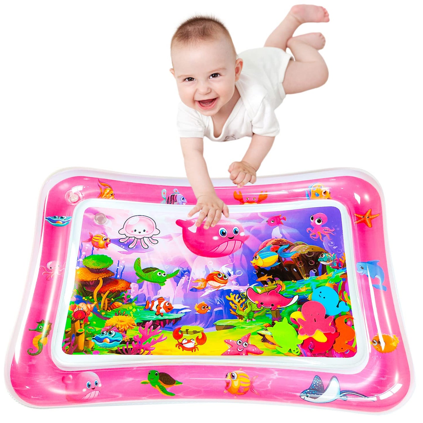 Zhuynxir pink tummy time mat top view dimensions