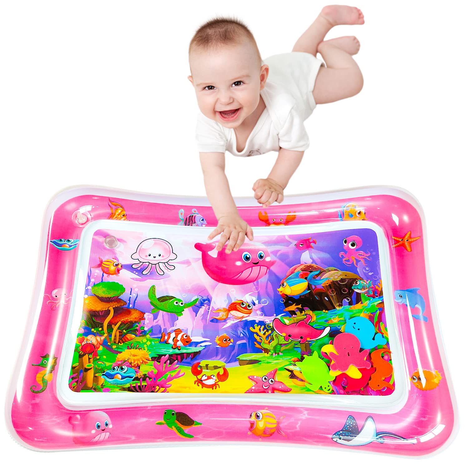 Zhuynxir pink tummy time mat top view dimensions