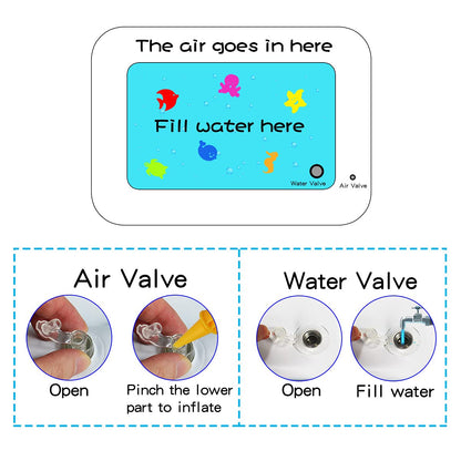 Folded Zhuynxir water play mat for travel portability