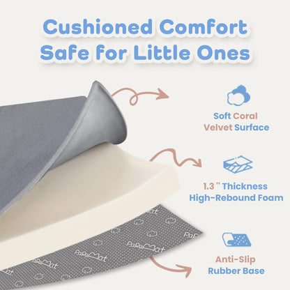 Demonstration of non-slip silicone dotted backing on floor