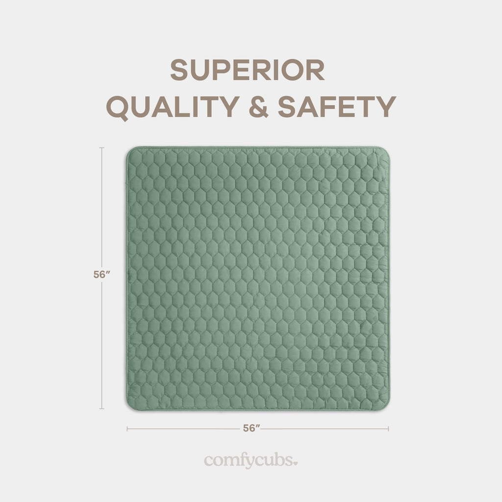 Close-up of soft quilted texture on Comfy Cubs baby floor mat