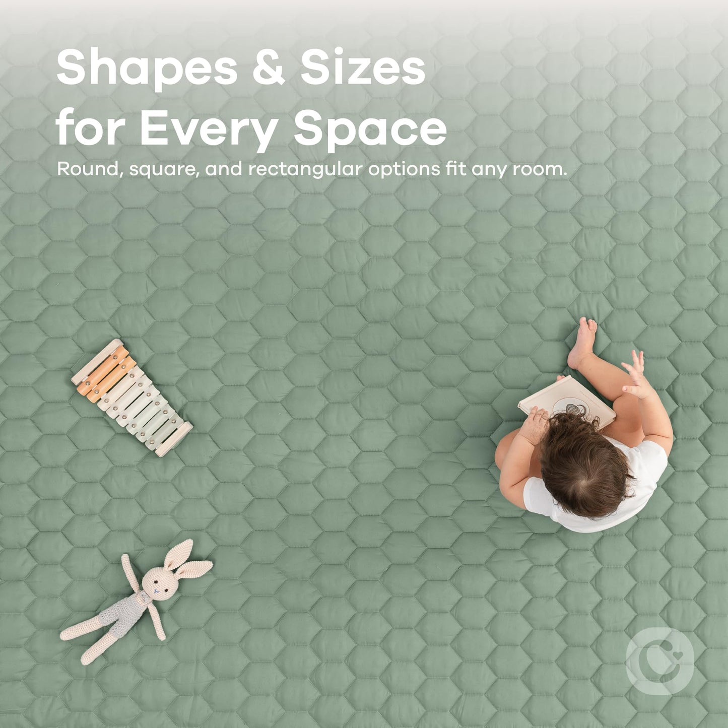 Comfy Cubs square play mat folded in nursery setting