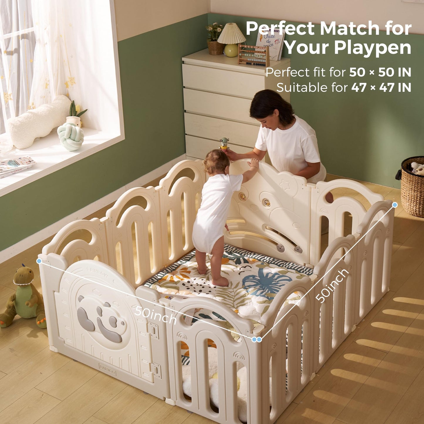Close up of Momcozy baby play mat cushioning
