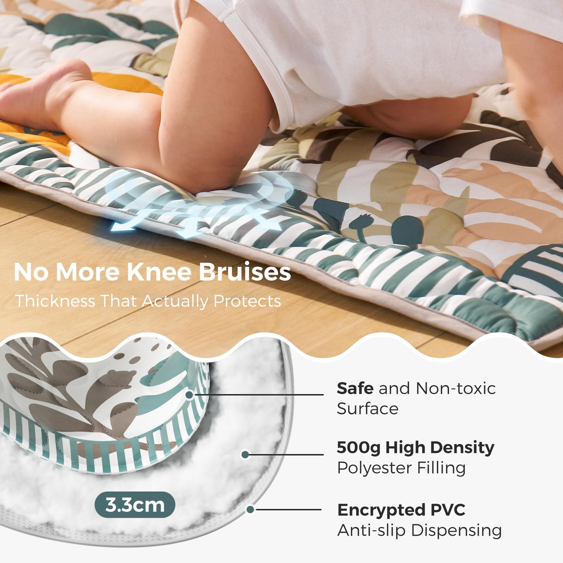 Baby using Momcozy play mat for tummy time