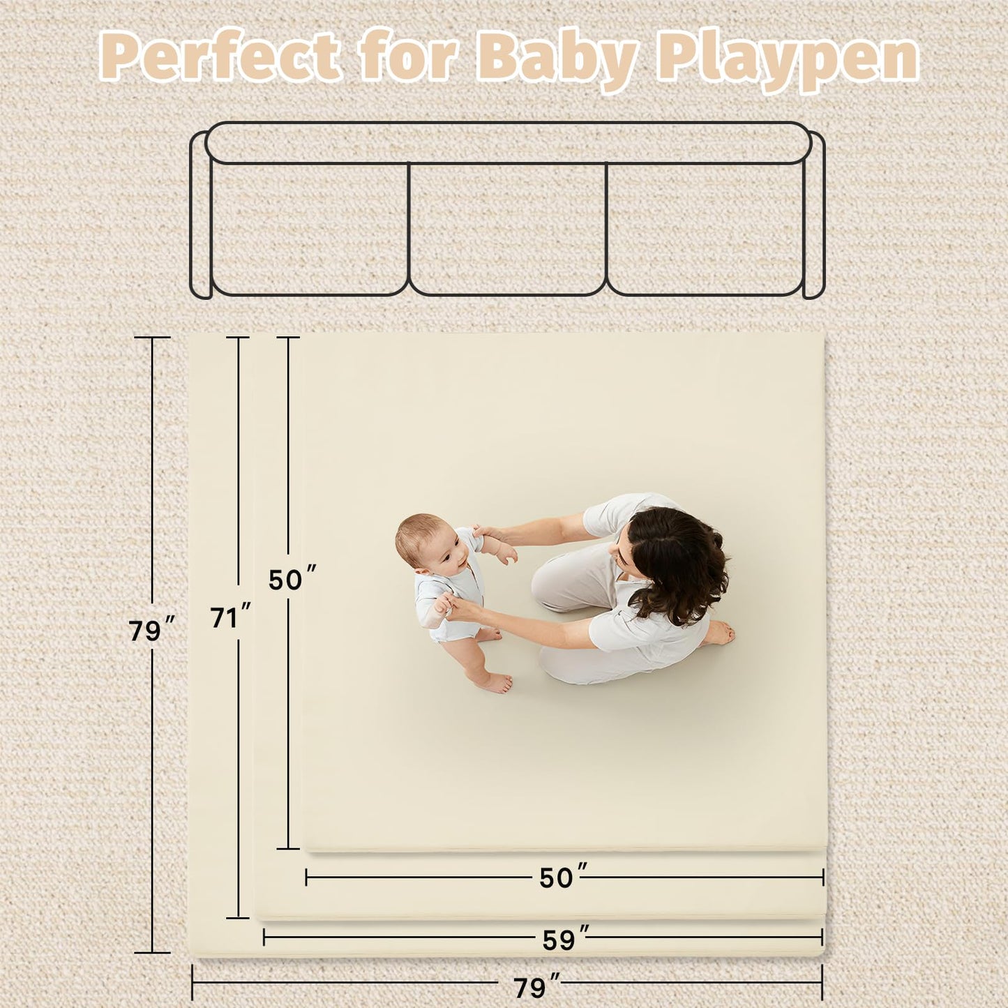 Infant performing tummy time on beige memory foam mat