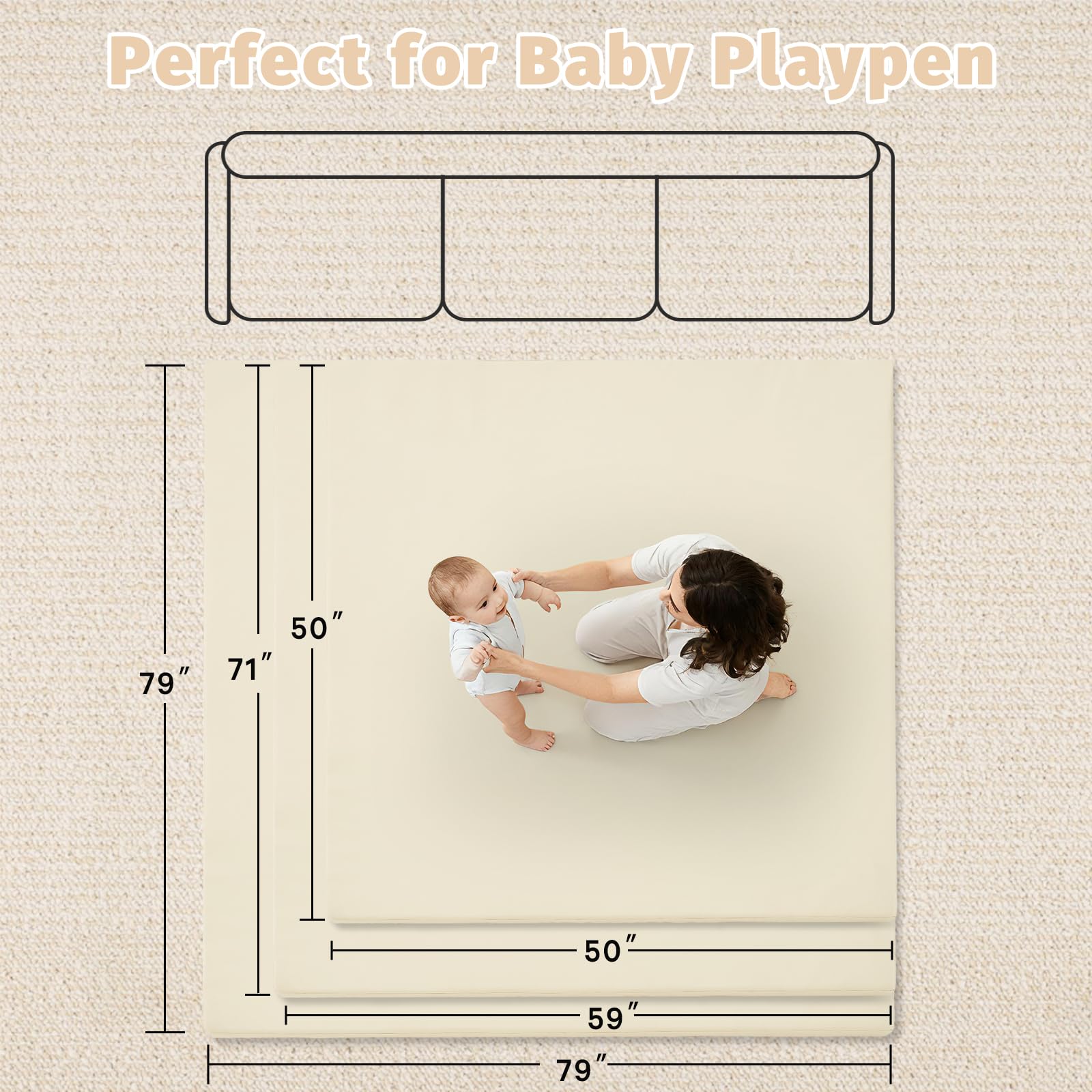 Infant performing tummy time on beige memory foam mat