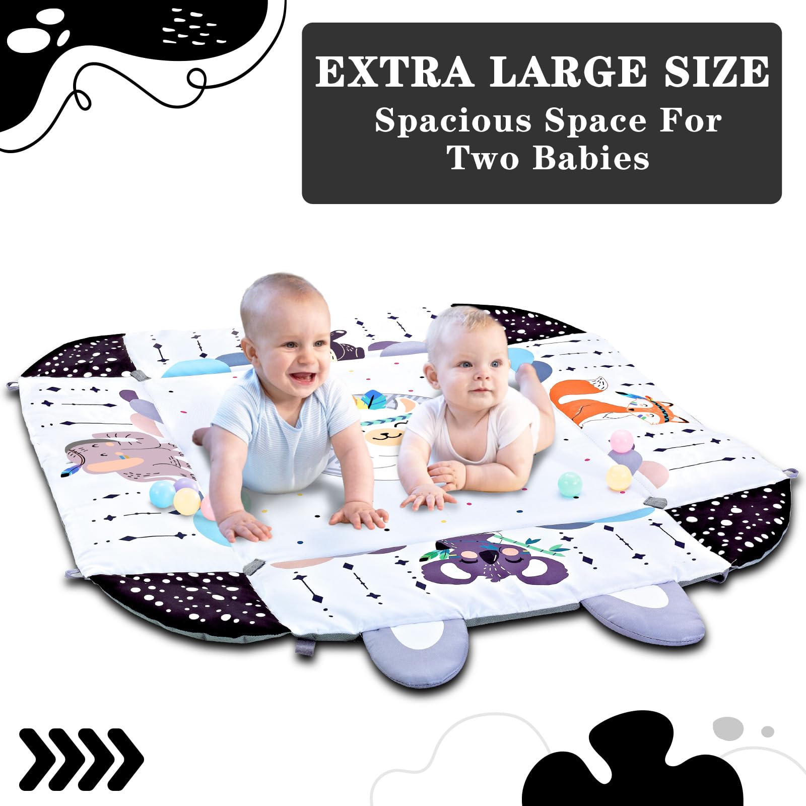 TFDER washable tummy time mat with high contrast patterns