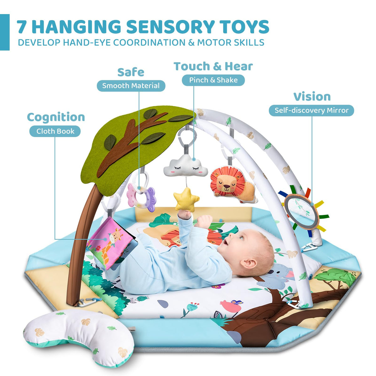 Jyusmile forest theme baby activity gym with toys
