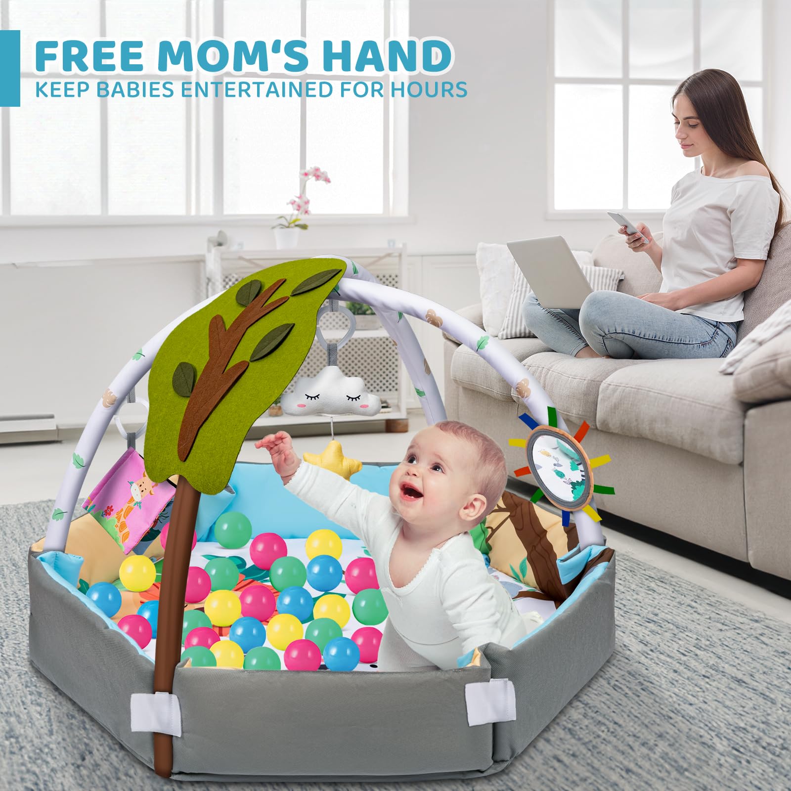Jyusmile play mat converted into a ball pit for infants.