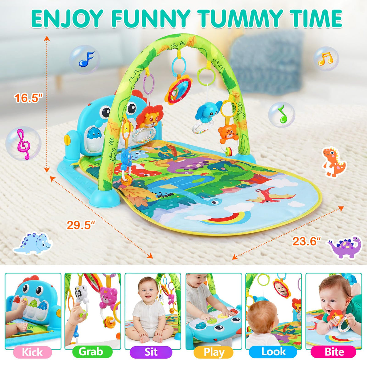Umiku musical activity center piano keyboard close up