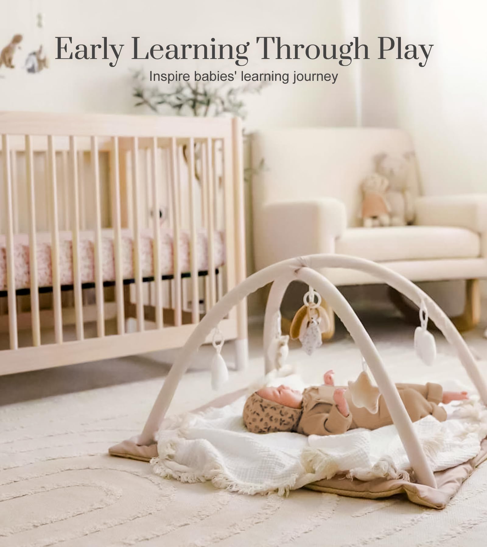 Mallify baby play gym folded up compactly showcasing easy storage and portability features.