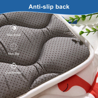 Demonstration of non-slip backing on play mat