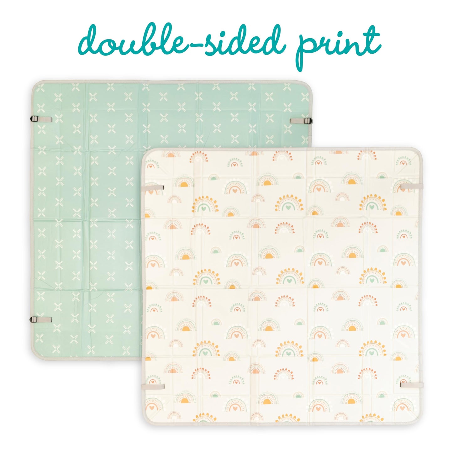 Infantino play mat folded partially for storage demonstration