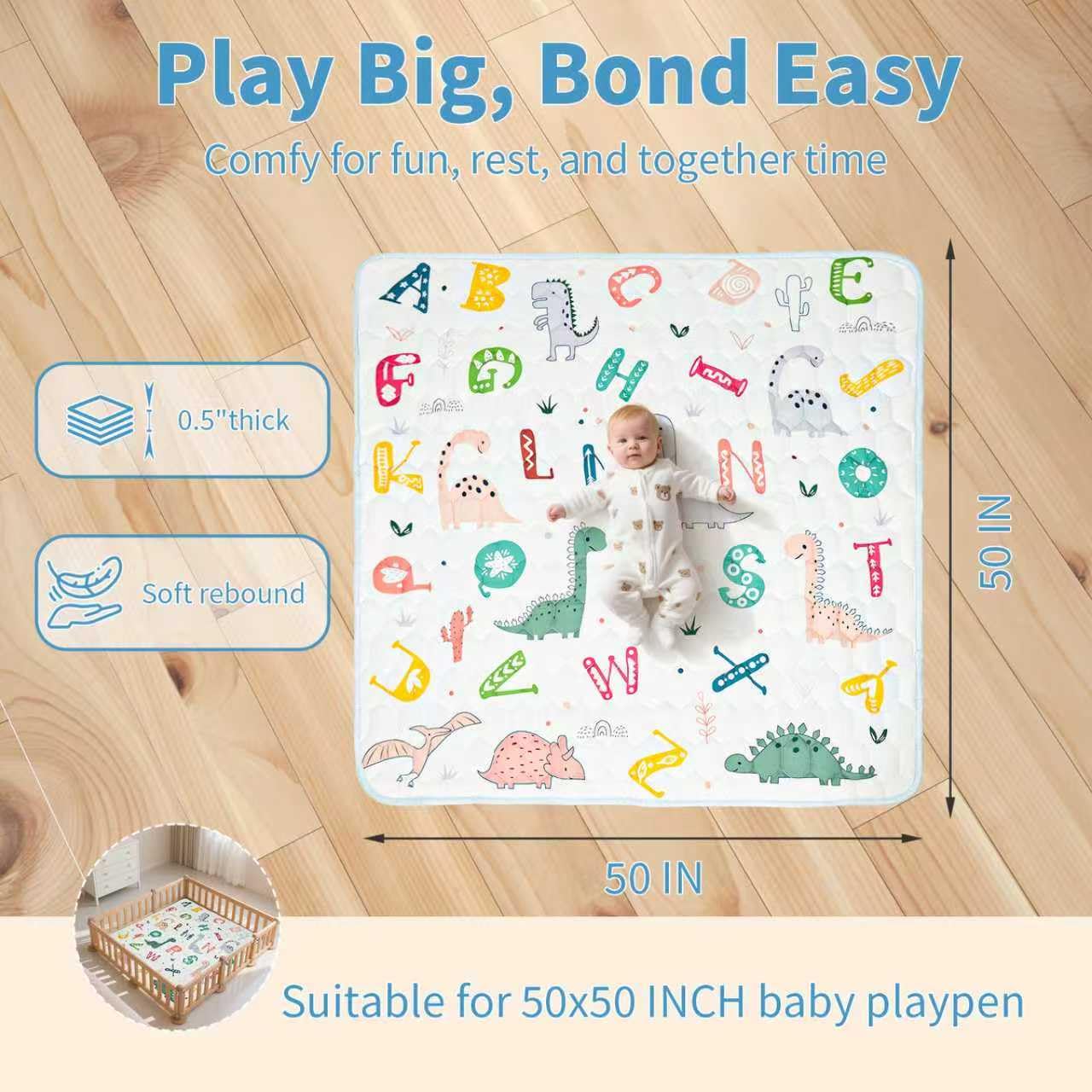 Close up of soft brushed polyester fabric on Gentle Monster play mat