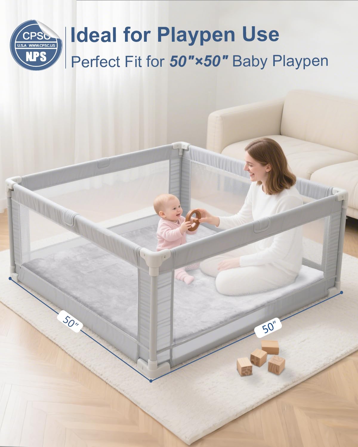 Separo cushioned foam mat in living room setup